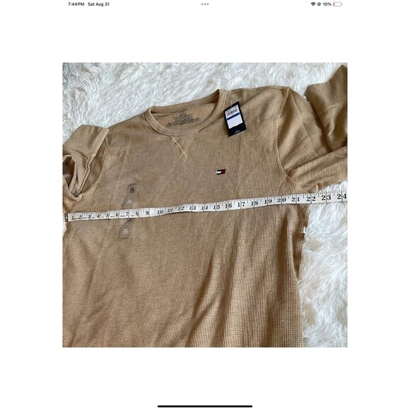 Tommy Hilfiger Men’s Size XL Thermal Waffle-Knit Logo Pajama T-Shirt Tan NEW - Picture 5 of 6